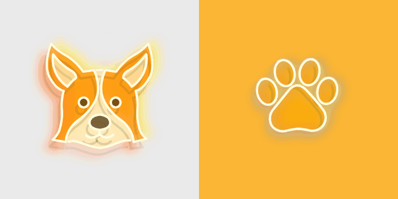 Custom Corgi Dog and Paw Neon Cursor Pack