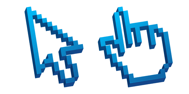 Blue Transparent 3D Pixelcustom cursor pack