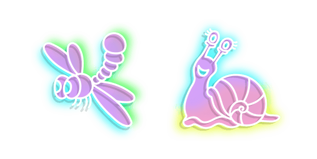 Neon Dragonfly and Snailcustom cursor pack