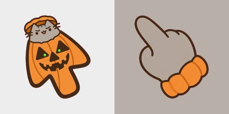 Cat Pumpkin Peek Cursor