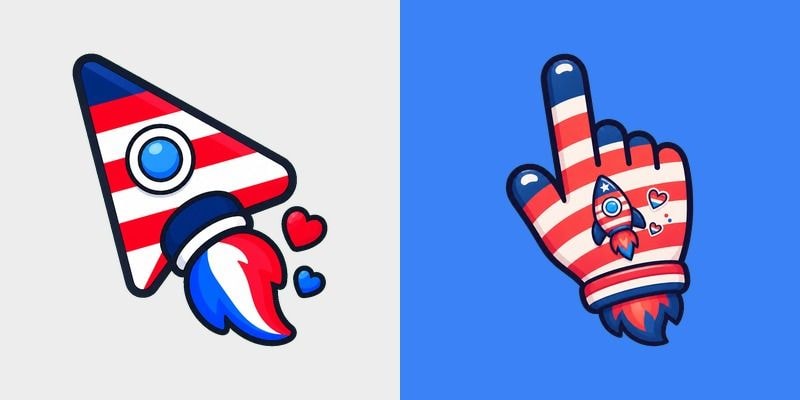 Cute USA Rocket cursor preview