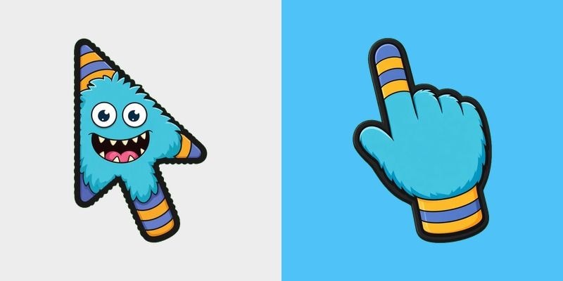 Blue Fluff Stripe Monster Cursor