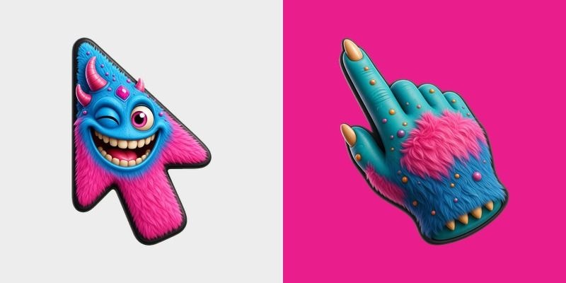 Blue Pink Wink Horn Monster Cursor