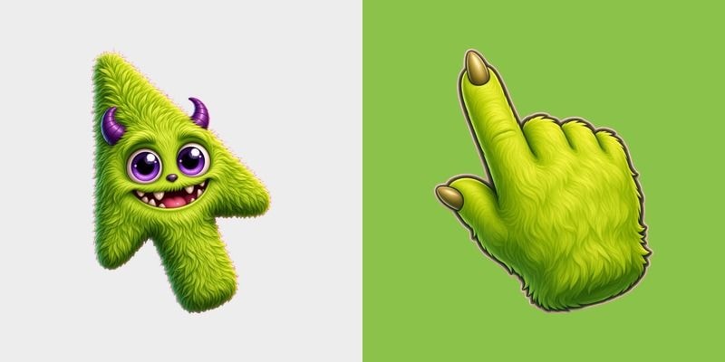 Chartreuse Violet Fluff Horn Monster Cursor