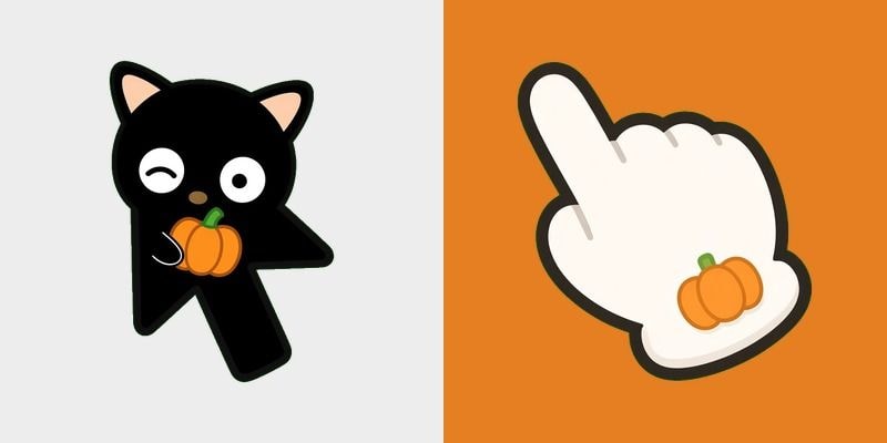 Chibi Black Cat Pumpkin Cursor