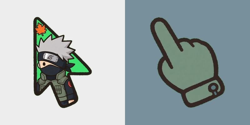 Chibi Kakashi Leaf Scroll Cursor