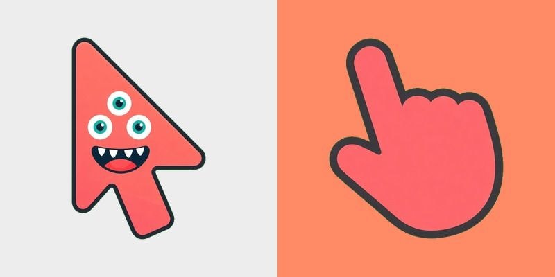 Coral Triple Eye Blob Monster Cursor