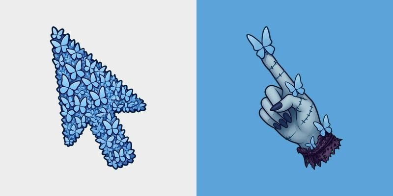 Corpse Bride Blue Butterflies Cursor