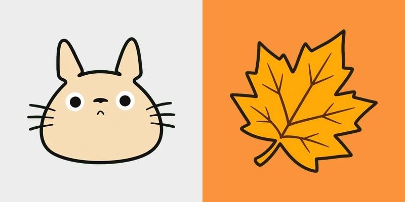 Cream Totoro Autumn Leaf