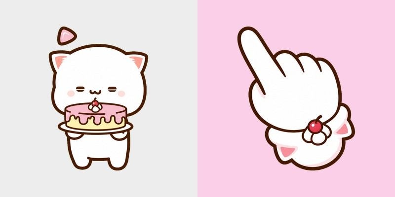 Cute White Cat Cake cursor preview