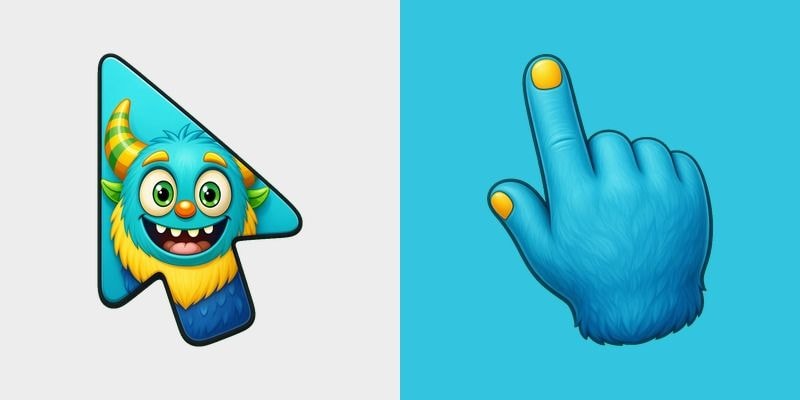 Cyan Gold Ruff Monster Cursor