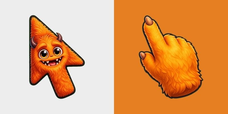 Ember Orange Fluff Horn Monster Cursor