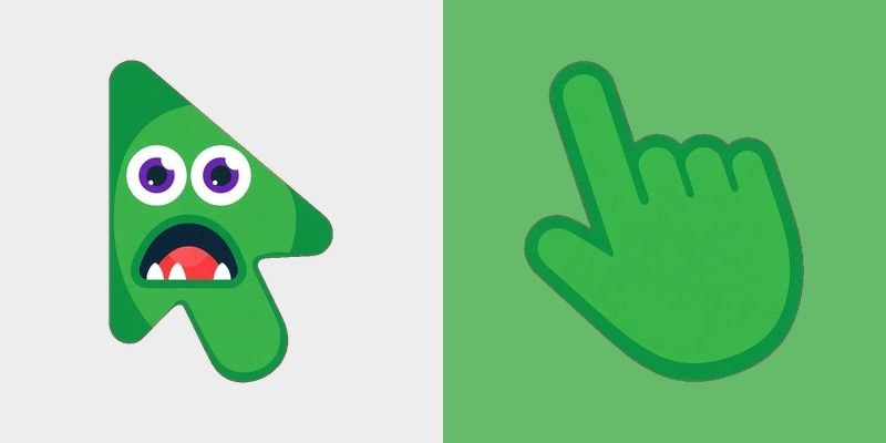 Green Surprise Dual Eye Monster Cursor