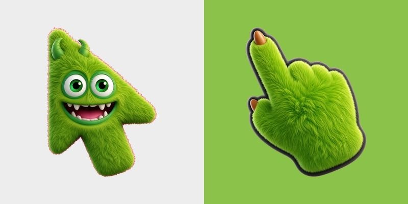Lime Fluff Horn Grin Monster Cursor