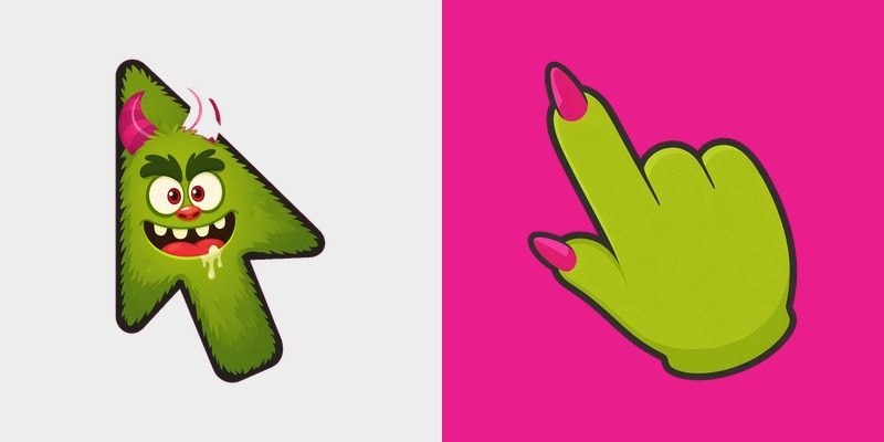 Lime Pink Horn Drool Monster Cursor