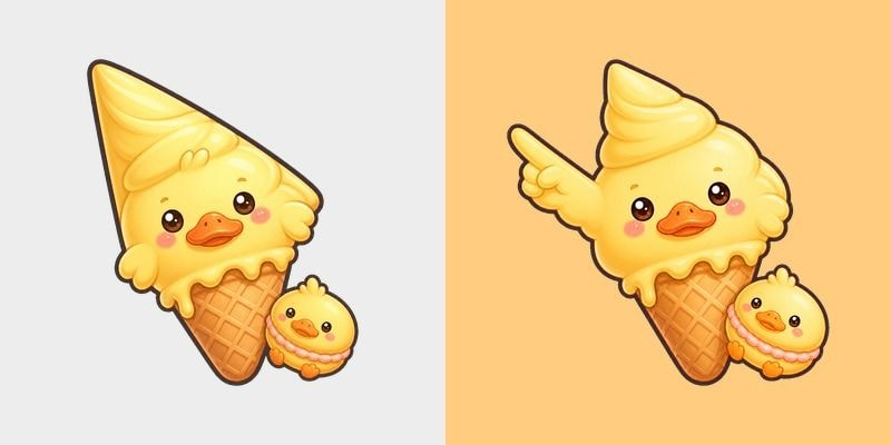 Meme Cute Kawaii Duck Ice Cream and Duck Macaron cursor preview