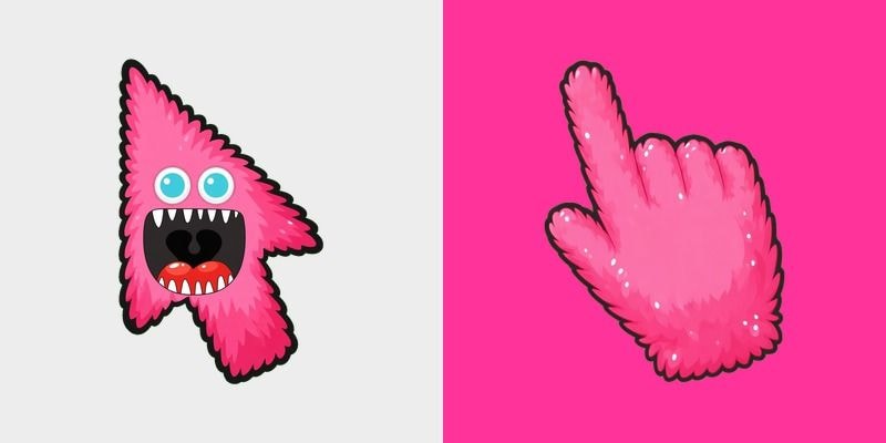 Pink Fluffy Fang Monster Cursor
