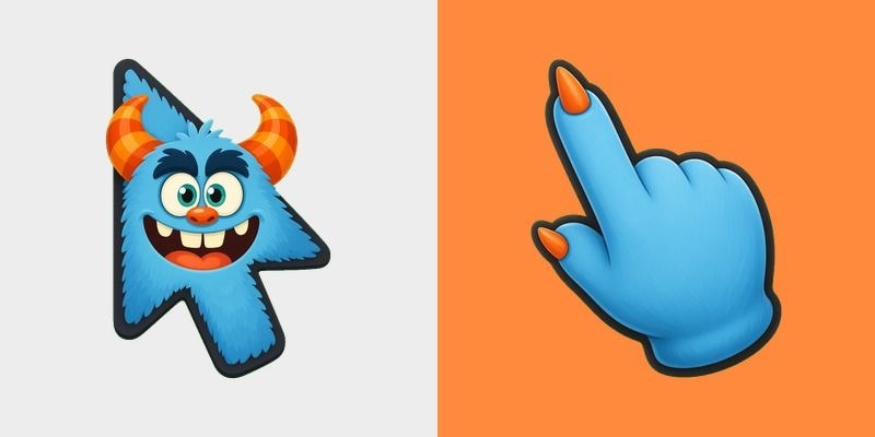 Sky Blue Orange Horn Monster Cursor