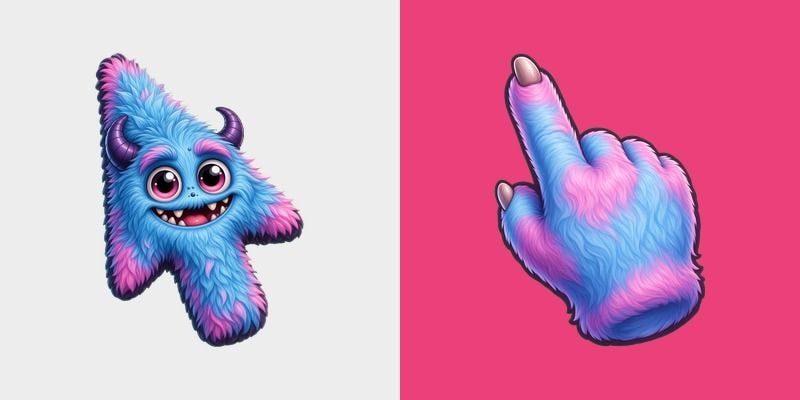 Sky Blue Pink Fluff Monster Cursor