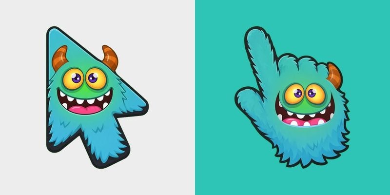 Teal Lime Patch Monster Cursor