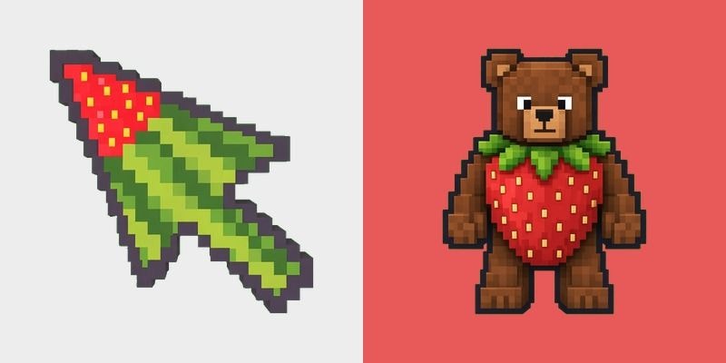 Voxel Strawberry Bear Cursor