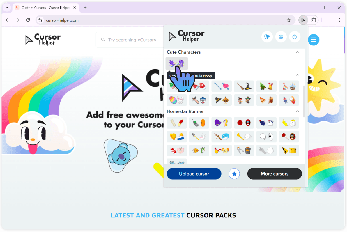 4.Setting a cursor from our website