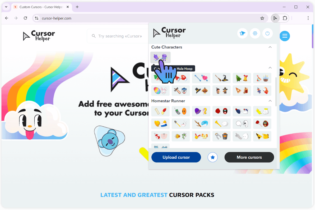 4.Setting a cursor from our website