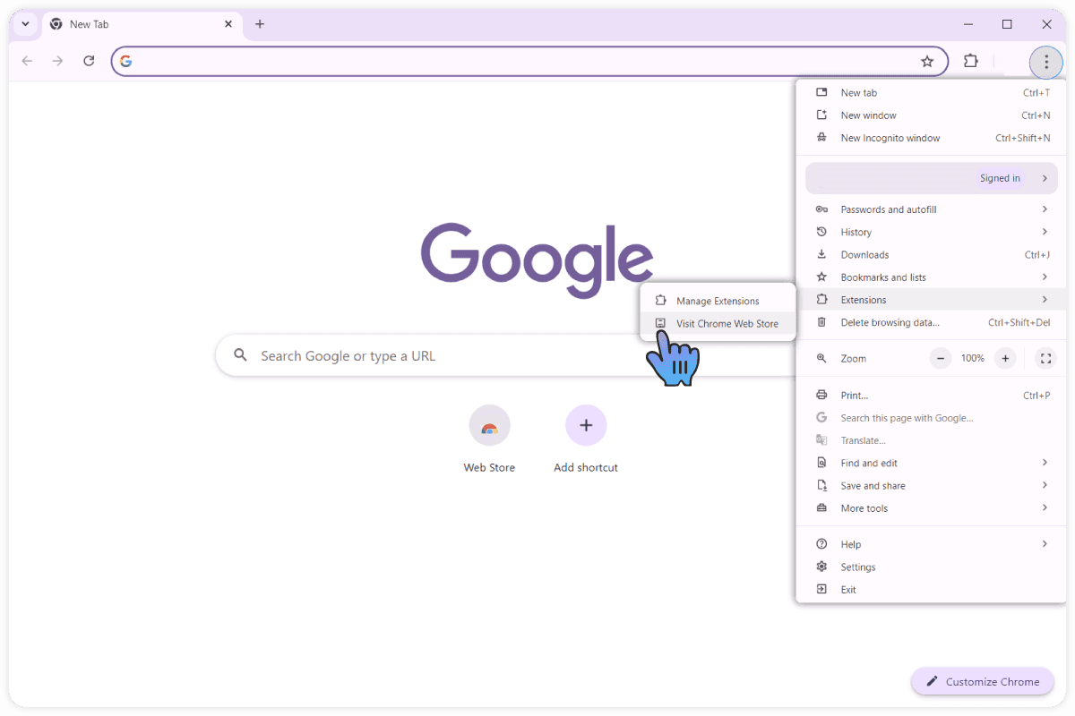 2. Navigate to your browser's extension store.