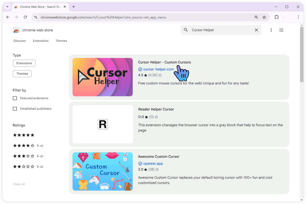 5. Click on it to go to the extension's page.