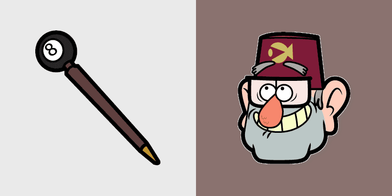 Gravity Falls Grunkle Stan and 8-Ball Cane Custom Cursor Pack