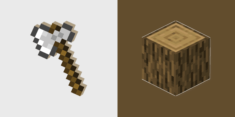 Iron Axe Oak Log