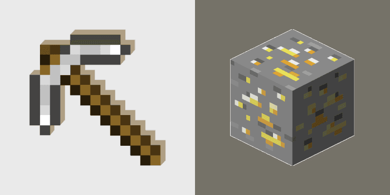 Iron Pickaxe Gold Ore