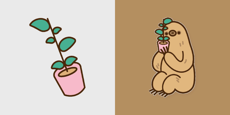 Custom Cute Sloth and Plant Cursor Pack