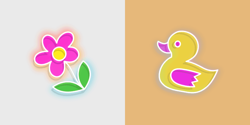 Neon Cute Cursor Pack - Flower & Duck