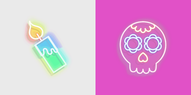 Neon Custom Cursor Pack - Day of the Dead Skull & Candle
