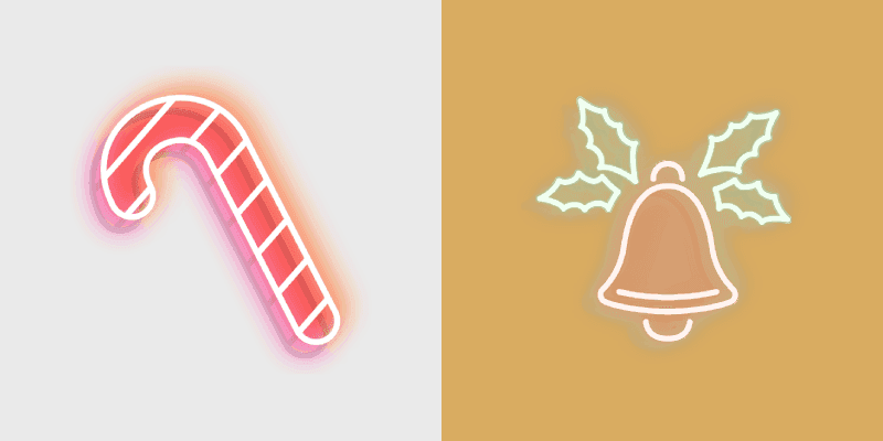 Neon Candy Cane & Bell Custom Cursor Pack