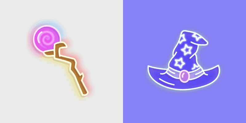 Custom Cursor Pack - Neon Magic Staff & Wizard Hat