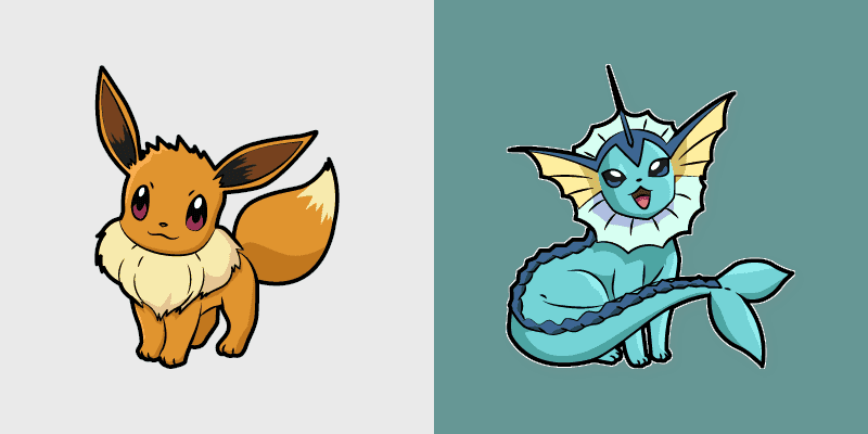 Eevee and Vaporeon