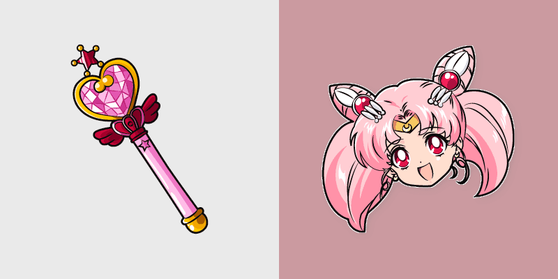 Cute Cursor Pack - Sailor Chibi Moon & Pink Moon Rod