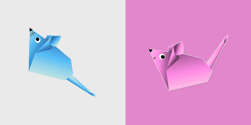 Origami Blue Pink Mouse