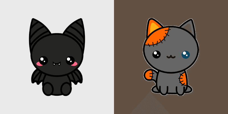 Cute Halloween Cursors: Bat and Voodoo Cat