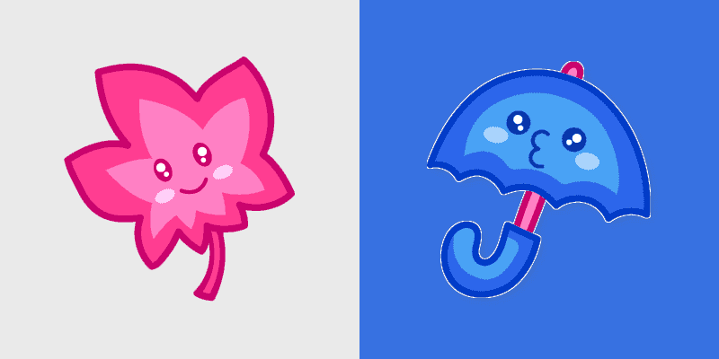 Pink Leaf & Blue Umbrella Custom Cursor Pack