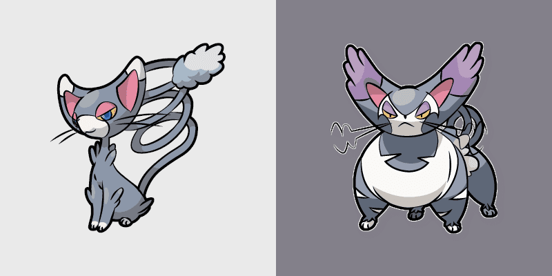 Glameow and Purugly