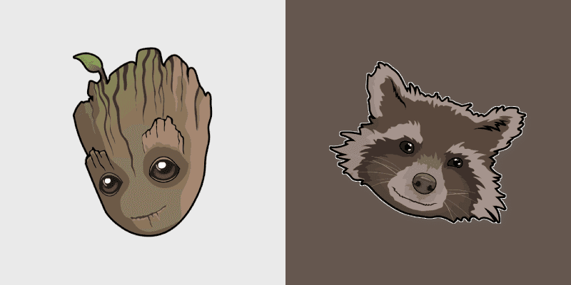 Baby Groot and Rocket