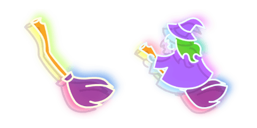 Neon Witch and Broomcustom cursor pack