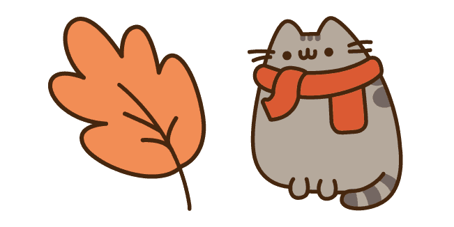 Autumn Pusheen and Leafcustom cursor pack