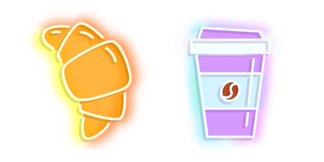 Neon Croissant and Coffeecustom cursor pack