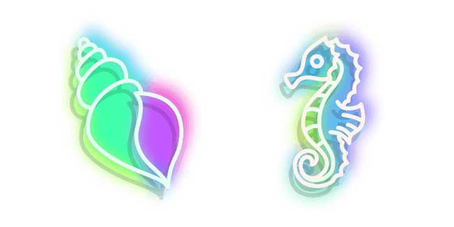 Neon Seahorse and Shellcustom cursor pack