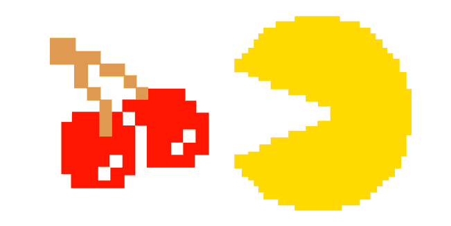 Pixel Pac-Man and Cherrycustom cursor pack