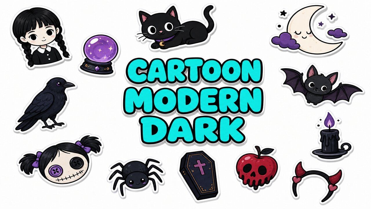 Cartoon Modern & Dark custom cursor collection preview